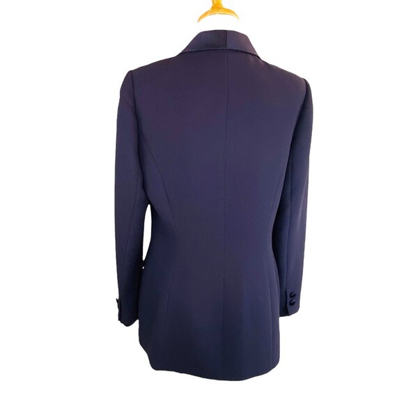 Albert NiponTuxedo Pant Suit Vintage 90s Plum Sz 8 Removable Satin Collar & Cuff - Picture 4 of 11